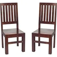 Tivat Slat Back Dining Chairs Pair - Dark Mahogany, Mango Wood