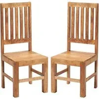 Tivat Slat Back Dining Chairs Pair - Light Mahogany, Mango Wood