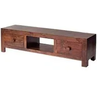 Tivat Wide TV Stand - Dark Mahogany, Mango Wood
