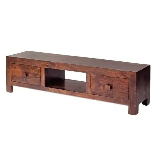 Tivat Wide TV Stand - Dark Mahogany, Mango Wood