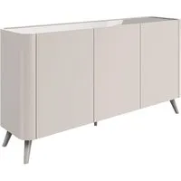 Tivori 3-Door Sideboard with Glass Top - Taupe, High Gloss alternate view