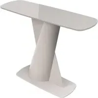 Tivori Rectangular Console Table with Glass Top - Taupe, High Gloss alternate view