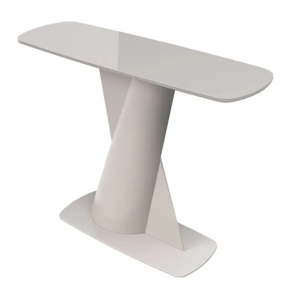 Tivori Rectangular Console Table with Glass Top - Taupe, High Gloss product