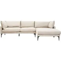 Toccoa Left-Handed 3-Seater Chaise Sofa - Cream, Fabric