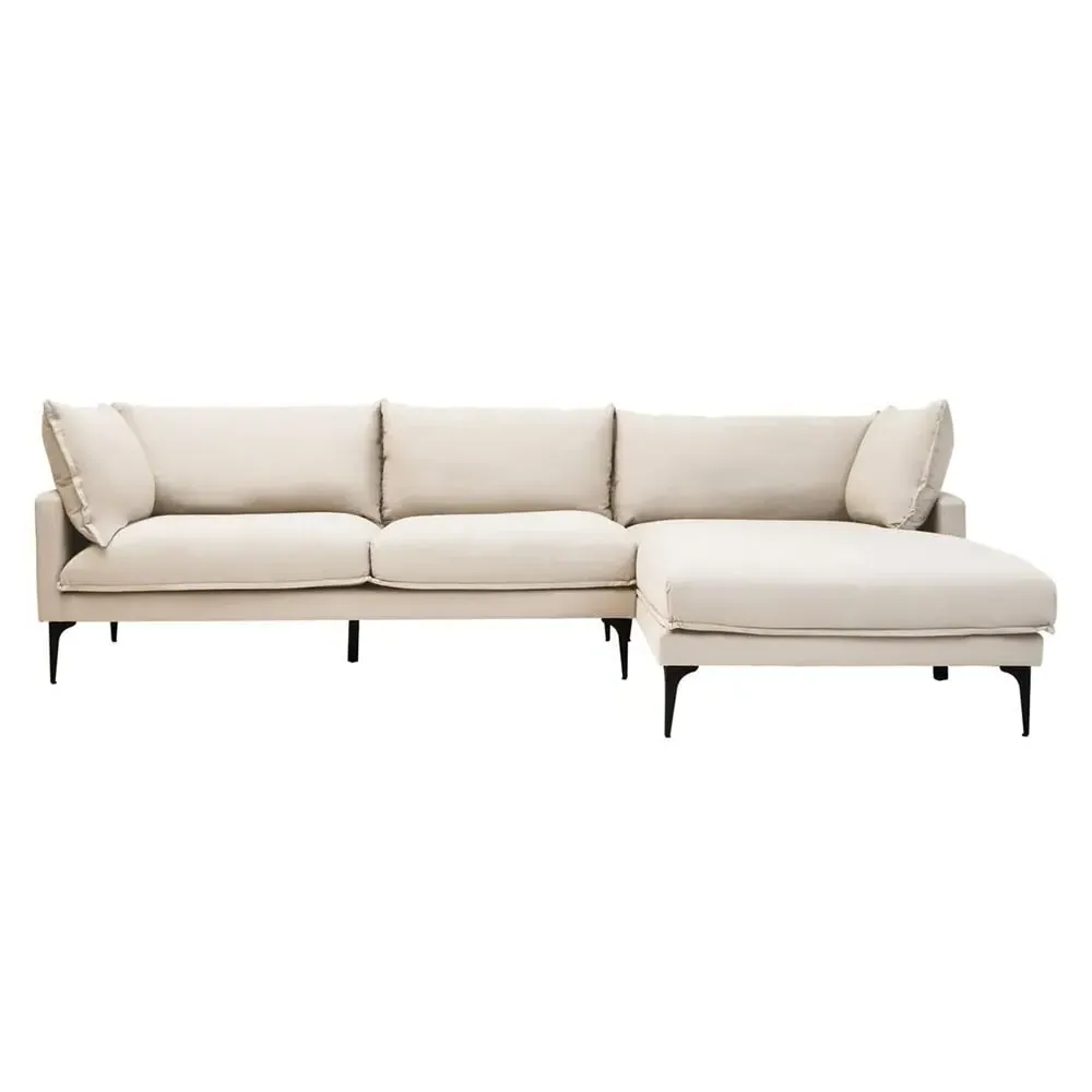 Toccoa Left-Handed 3-Seater Chaise Sofa - Cream, Fabric image