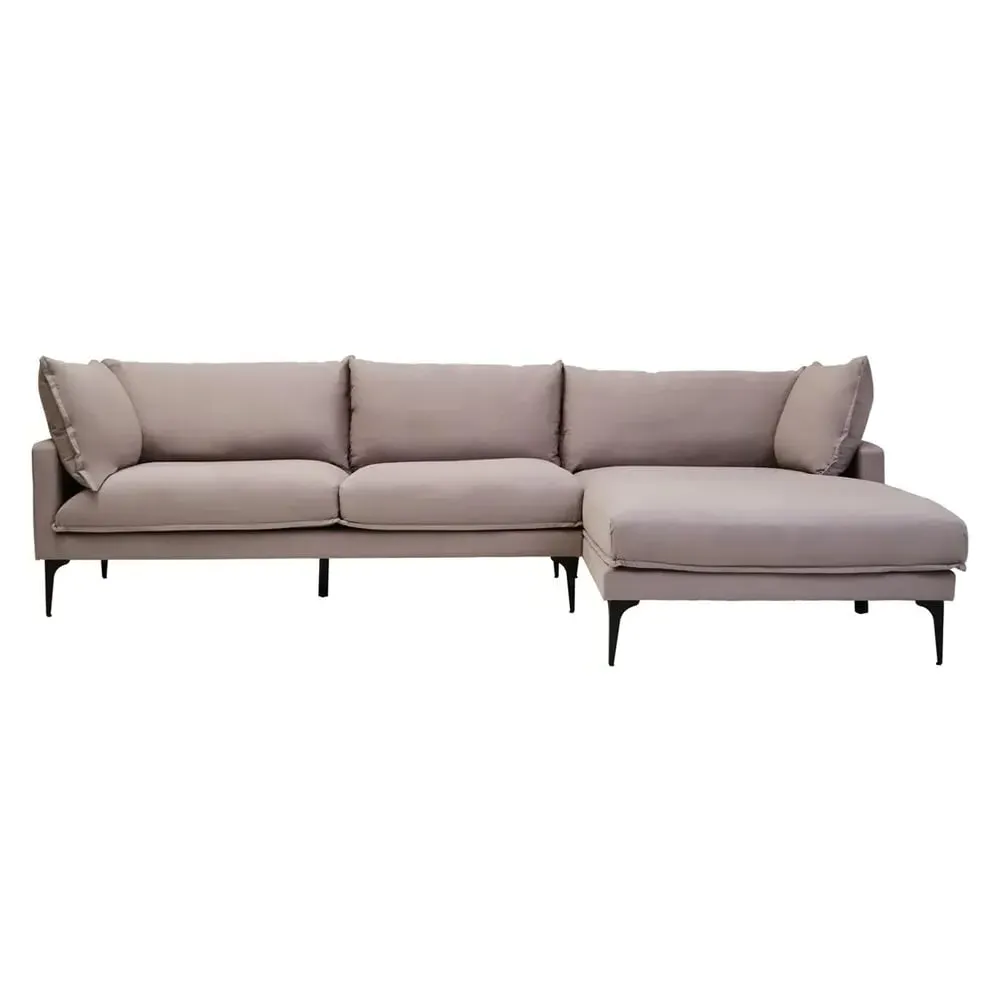 Toccoa Left-Handed 3-Seater Chaise Sofa - Grey, Fabric