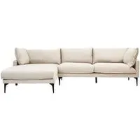 Toccoa Right-Handed 3-Seater Chaise Sofa - Cream, Fabric