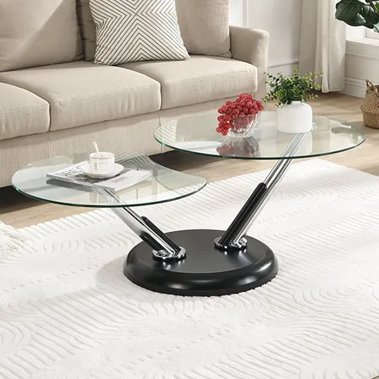 Tokyo Twist Extendable Coffee Table - Clear, Black Matt image