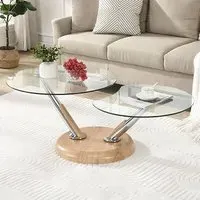 Tokyo Twist Extendable Coffee Table - Clear, Oak