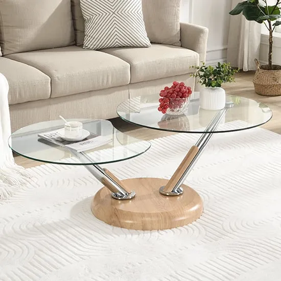 Tokyo Twist Extendable Coffee Table - Clear, Oak