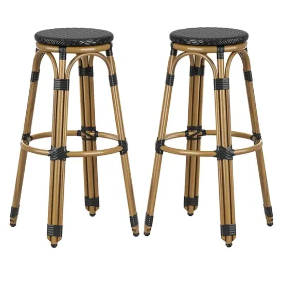 Toller Outdoor Bar Stools - Black, Aluminium