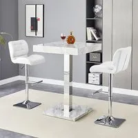 Topaz Bar Table & 2 Candid Stools Set - White, High Gloss alternate view