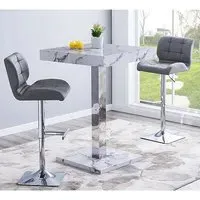 Topaz Diva Square Bar Table with 2 Candid Stools - Grey