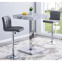 Topaz Diva Square Bar Table with 2 Coco Stools - Grey
