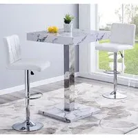 Topaz Diva Square Bar Table with 2 Coco Stools - White