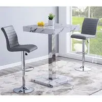 Topaz Diva Square Bar Table with 2 Ripple Stools - Grey