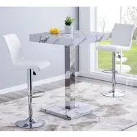 Topaz Diva Square Bar Table with 2 Ripple Stools - White
