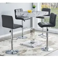 Topaz Diva Square Bar Table with 4 Coco Stools - Grey