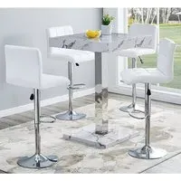 Topaz Diva Square Bar Table with 4 Coco Stools - White