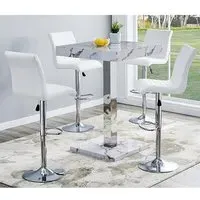 Topaz Diva Square Bar Table with 4 Ripple Stools - White