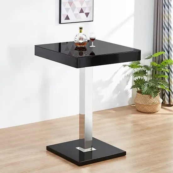 Topaz Square Bar Table - Black, Glass image