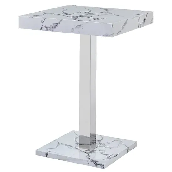 Topaz Square Bar Table - Diva Marble Effect, High Gloss image