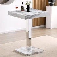 Topaz Square Bar Table - Filo Marble Effect, High Gloss
