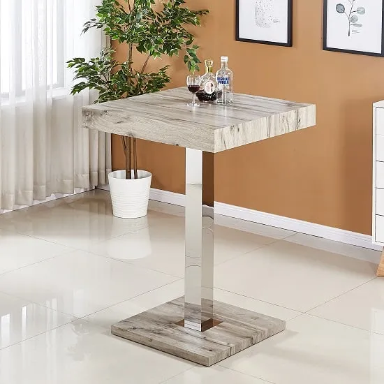 Topaz Square Bar Table - Grey Oak