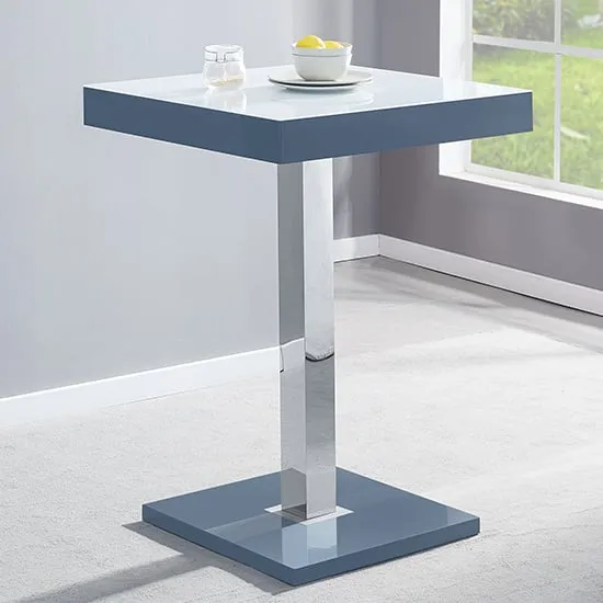 Topaz Square Bar Table - Grey, White Glass image