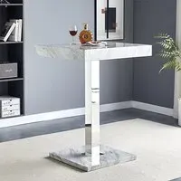 Topaz Square Bar Table - Magnesia Marble Effect, MDF