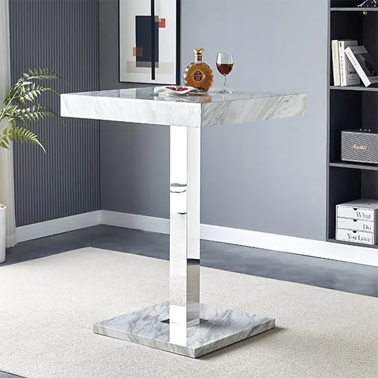 Topaz Square Bar Table - Magnesia Marble Effect, MDF image