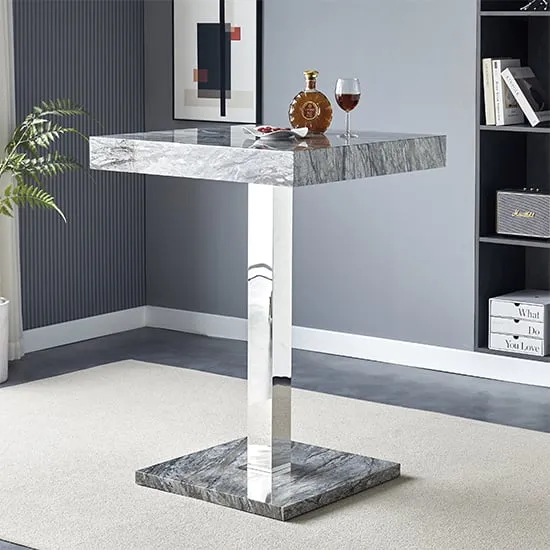 Topaz Square Bar Table - Marble Effect, MDF