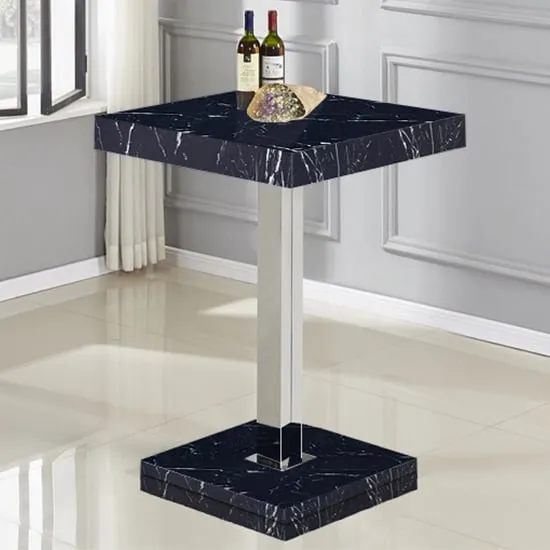 Topaz Square Bar Table - Milano Marble Effect, High Gloss
