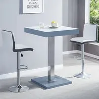 Topaz Square Bar Table Set with 2 Copez Stools - White, Glass