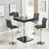 Topaz Square Bar Table Set with 4 Ripple Stools - Black, Glass