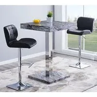 Topaz Square Bar Table with 2 Candid Stools - Melange, High Gloss