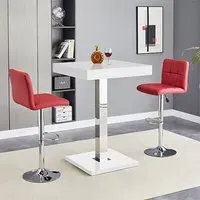 Topaz Square Bar Table with 2 Coco Bordeaux Stools - White