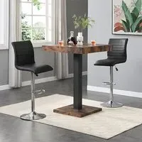Topaz Square Bar Table with 2 Ripple Stools - Black, Oak
