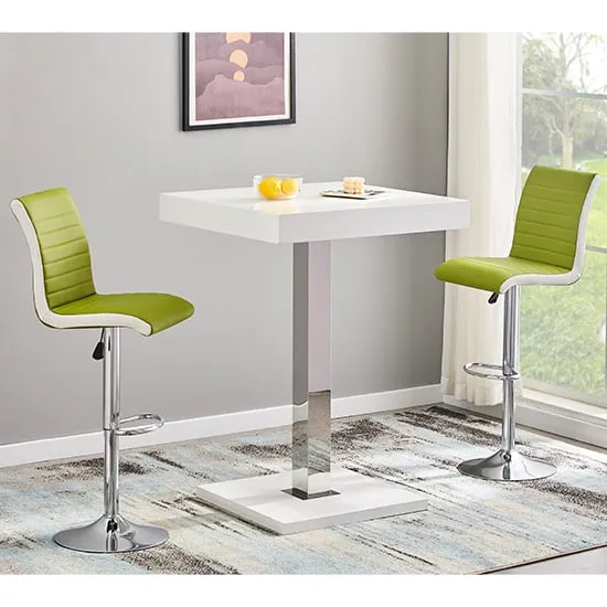 Topaz Square Bar Table with 2 Ritz Stools - White
