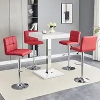 Topaz Square Bar Table with 4 Coco Bordeaux Stools - White