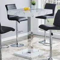 Topaz Vida Square Bar Table - Marble Effect