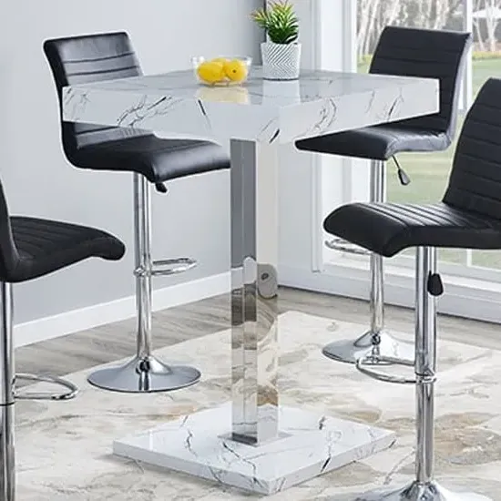 Topaz Vida Square Bar Table - Marble Effect image