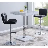 Topaz Vida Square Bar Table Set with 2 Candid Stools - Black