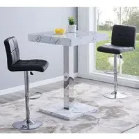 Topaz Vida Square Bar Table Set with 2 Coco Stools - Black