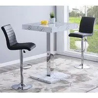 Topaz Vida Square Bar Table Set with 2 Ripple Stools - Black