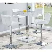 Topaz Vida Square Bar Table Set with 4 Candid Stools - White