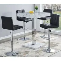 Topaz Vida Square Bar Table Set with 4 Coco Stools - Black