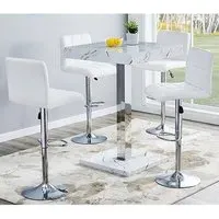 Topaz Vida Square Bar Table Set with 4 Coco Stools - White