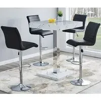 Topaz Vida Square Bar Table Set with 4 Ripple Stools - Black