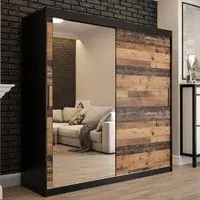 Topeka 1 Mirrored Wardrobe with Sliding Doors - Dark Oak